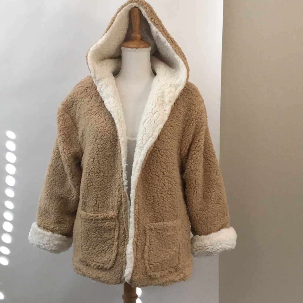 *1 LEFT* REVERSIBLE Soft Sherpa Open Front Jacket - Picture 7 of 8
